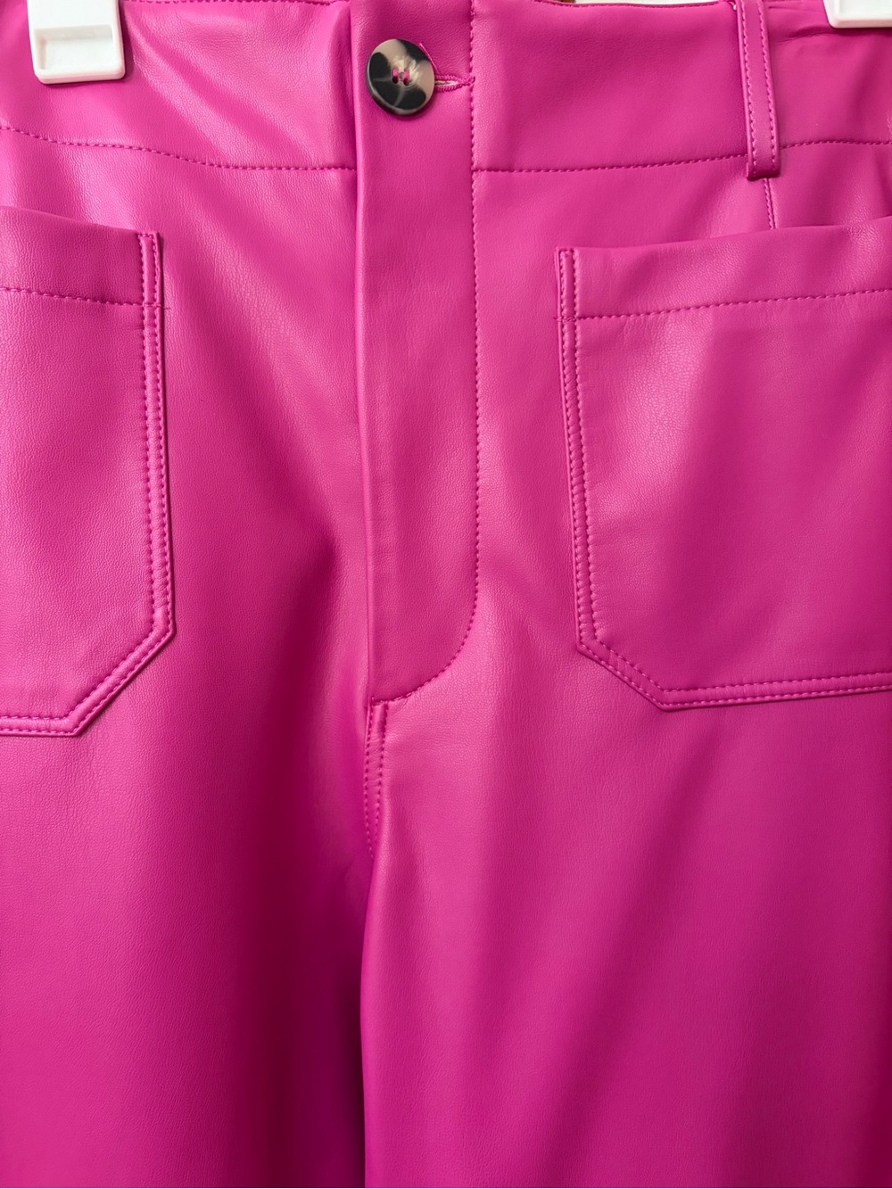 Maeve Colette Vegan Leather Fuchsia Cropped Wide-Leg Pants - Picture 7 of 7